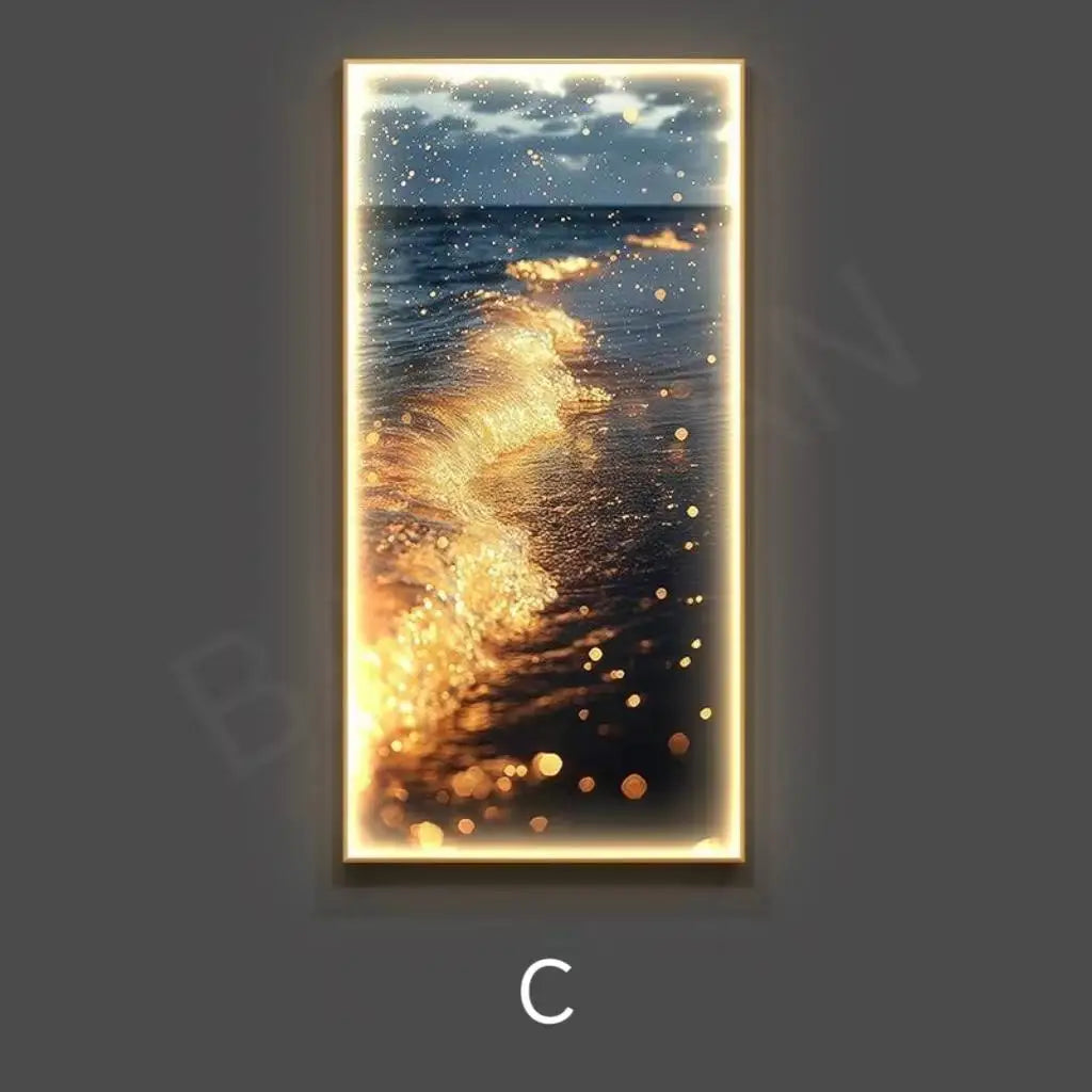 Modern Decoration LED Wall Lamps Luxury Entrance Living Room  Corridor Decoration Golden Waves Hanging Painting  Mural Light