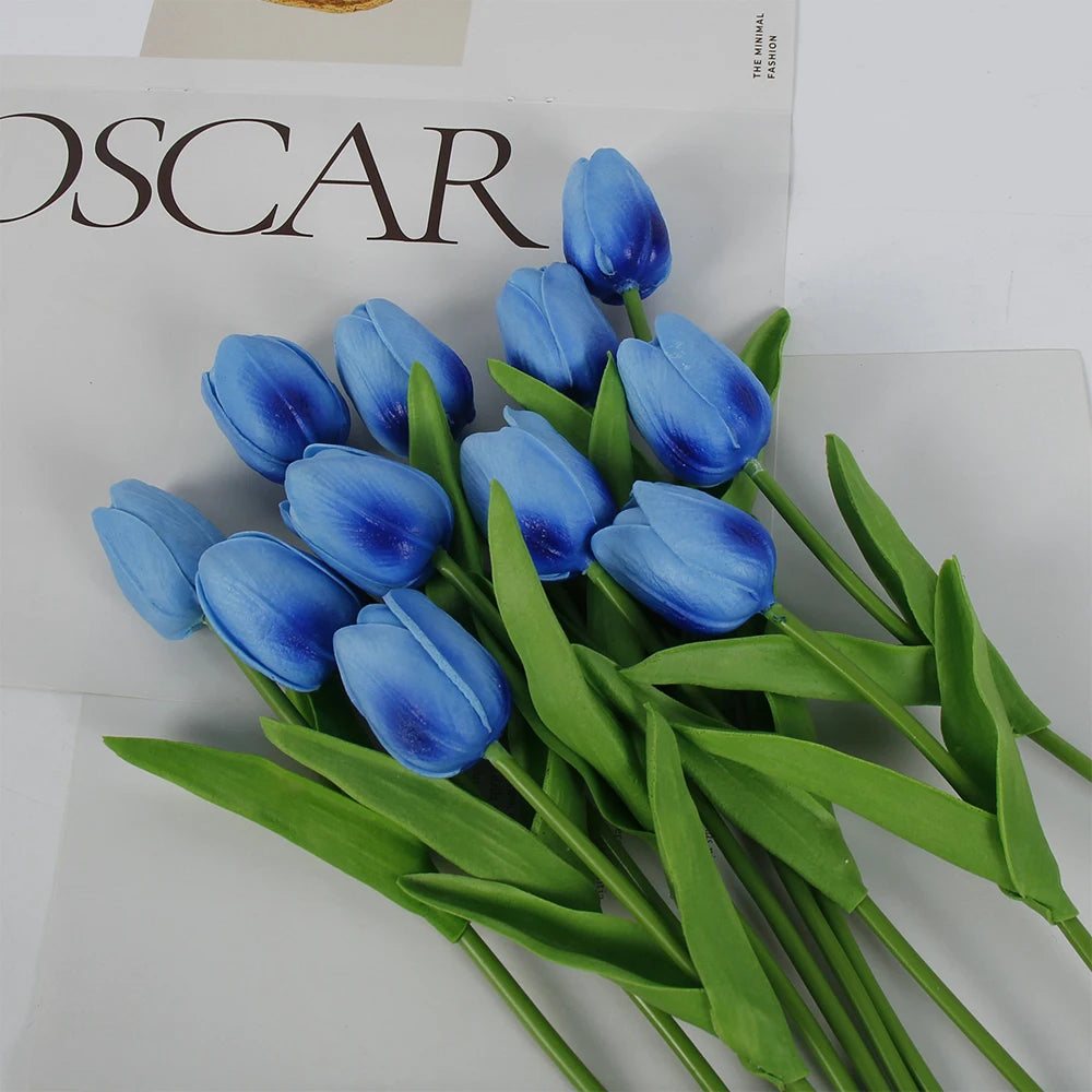 5 PCS Tulips Artificial Flowers Bunch Real Touch Tulip Flowers for Home Wedding Fake Flowers Bridal Bouquet Decoration