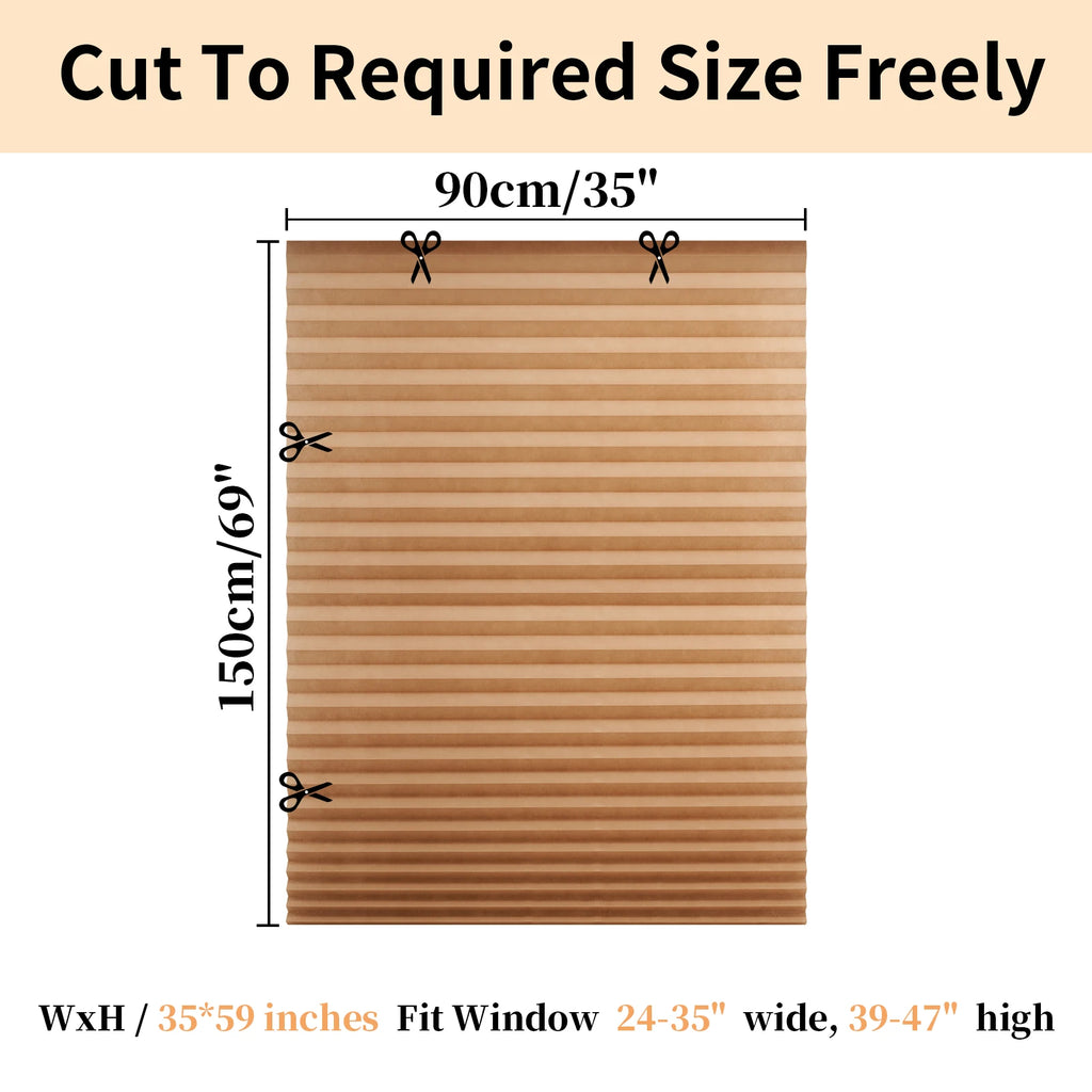 Blind for Window Self Adhesive Pleated Blinds Cordless No Drill Fabric Shutter Room Darkening Shades Blackout Shutters