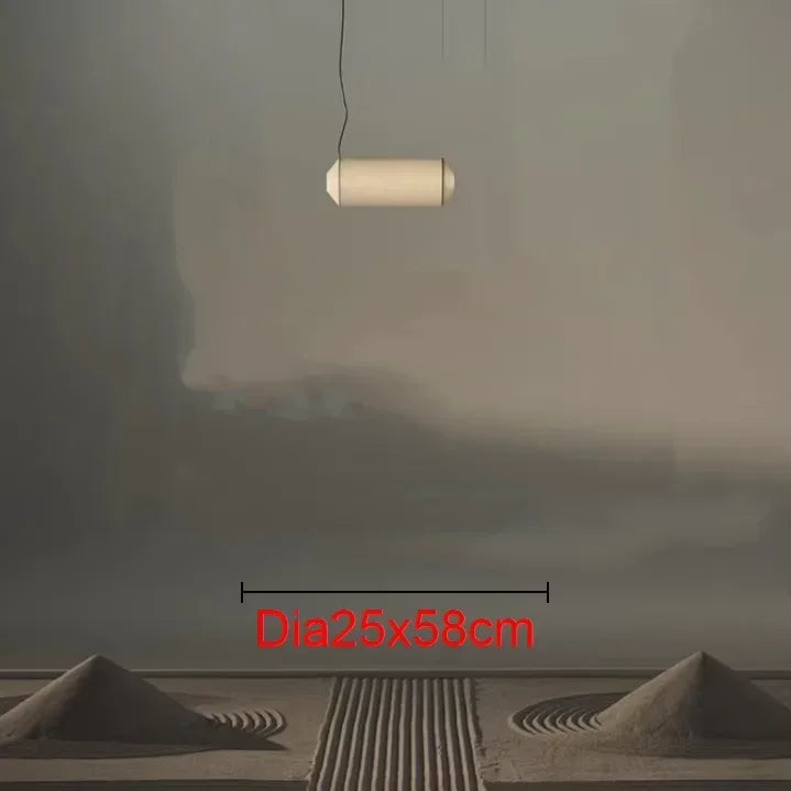 Wabi sabi Pendant Light Tekio Horizontal lighting white cylinder light fabric lampshades Living Room farmhouse light fixtures