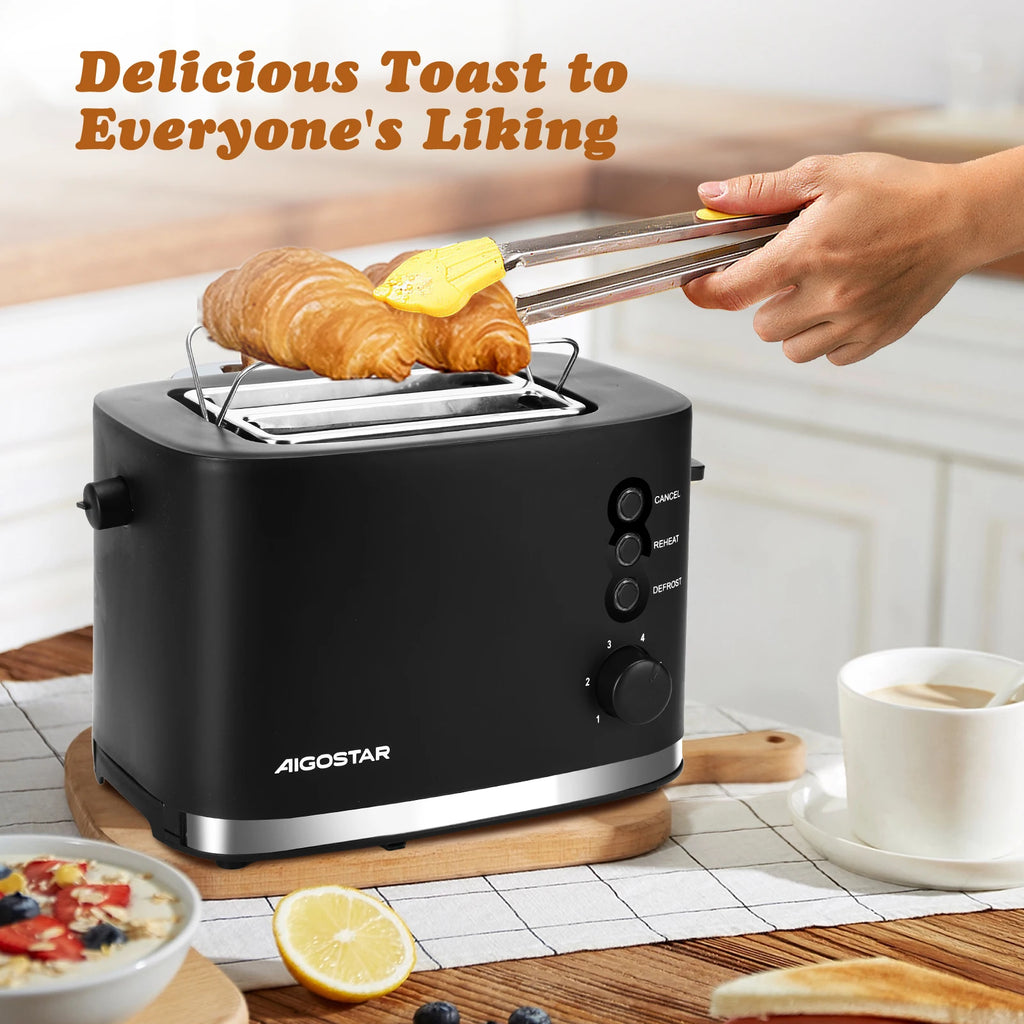 Toaster, 2 Extra Wide Slots, with Built-In Ball Warmer Rack, 6 Toast Levels, 3 Functions, 800W, Bpa Free