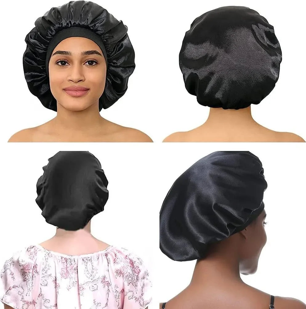 Women Satin Solid Sleeping Hat Night Sleep Cap Hair Care Bonnet Nightcap For Women Men Unisex Cap Bonnet De Nuit Shower Turban