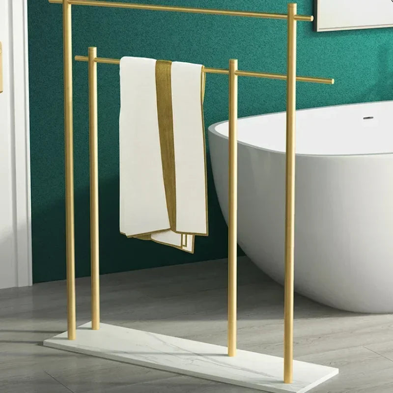Marble Floor Towel Rack Luxury Bath Towel Stand Storage Shelf Elegant Style Organizer Bathroom Storage