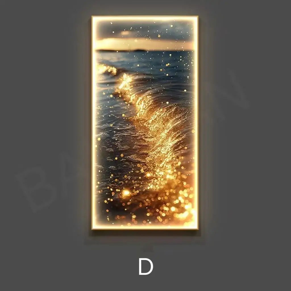 Modern Decoration LED Wall Lamps Luxury Entrance Living Room  Corridor Decoration Golden Waves Hanging Painting  Mural Light