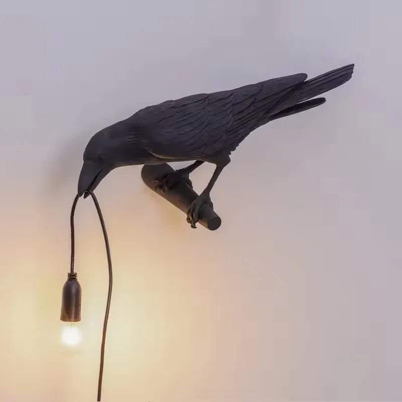 Nordic Resin Crow Wall Lamp Creative Auspicious Bird Desk Lamp Interior Decoration Lamp Bedroom Living Room Corridor Wall Lights