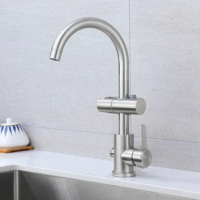 Kitchen Sink Faucet with Side Sprayer Hot Cold Water Mixer Tap Rotatable Faucets Dual Mode Stream Sprayer Head for Wash Dishes