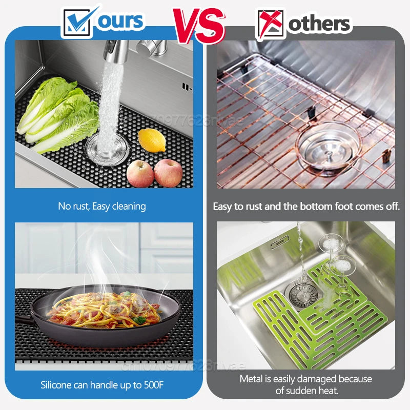 Silicone Sink Mat Heat-Resistant Sink Protectors Multifunctional Kitchen Bottom Protective Mats Kitchen Sink Grid Accessories