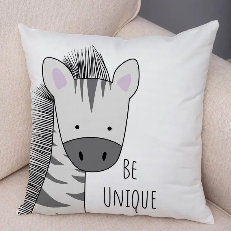Nordic Zebra Hippo Giraffe Lion Crocodile Pillow Case Decor Animal Cushion Cover for Sofa case  Covers