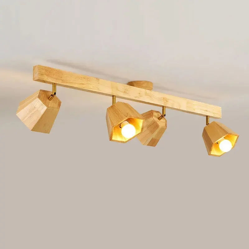 Wood Modern Led Ceiling Lamp For Aisle Bedroom Cloakroom Toilet Shop Corridor Track Light Fixture Long Chandelier With Spotlight