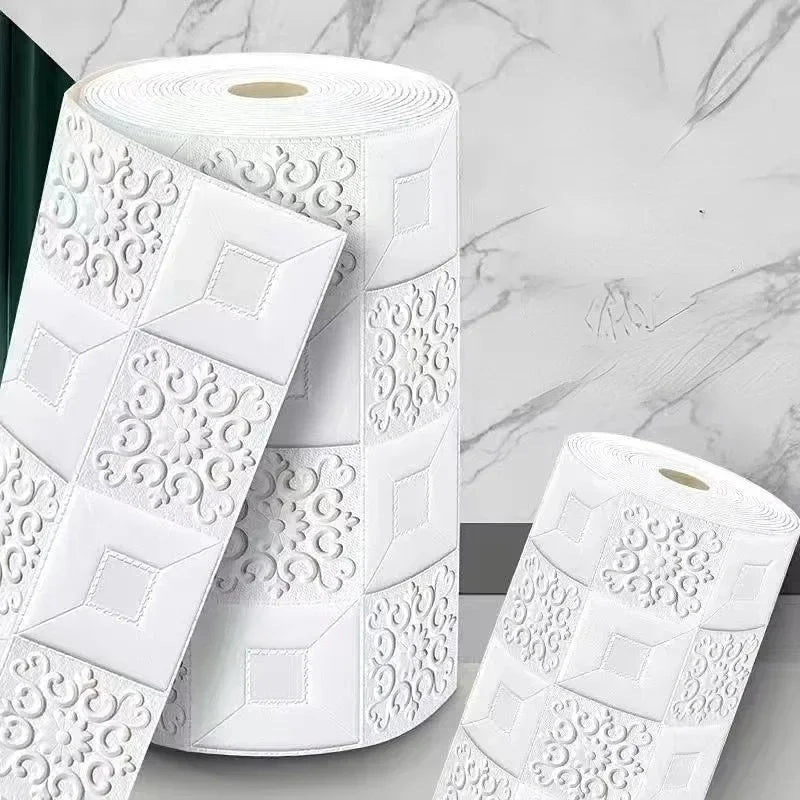 70cm*1/2/5/10m Brick DIY Wallpaper Foam Panels 3D Wall Stickers Self-adhesive Home Decor Living Room Kitchen Decor