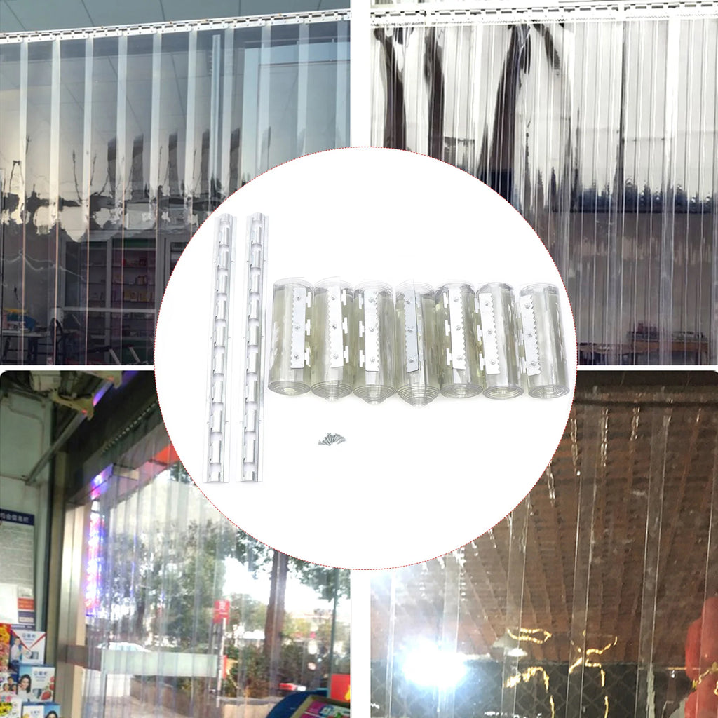 7X PVC Strip Curtain Plastic Soft Freezer Room Door Curtain Kit Hanging 18cm X2m Air-Conditioning Heat Insulation