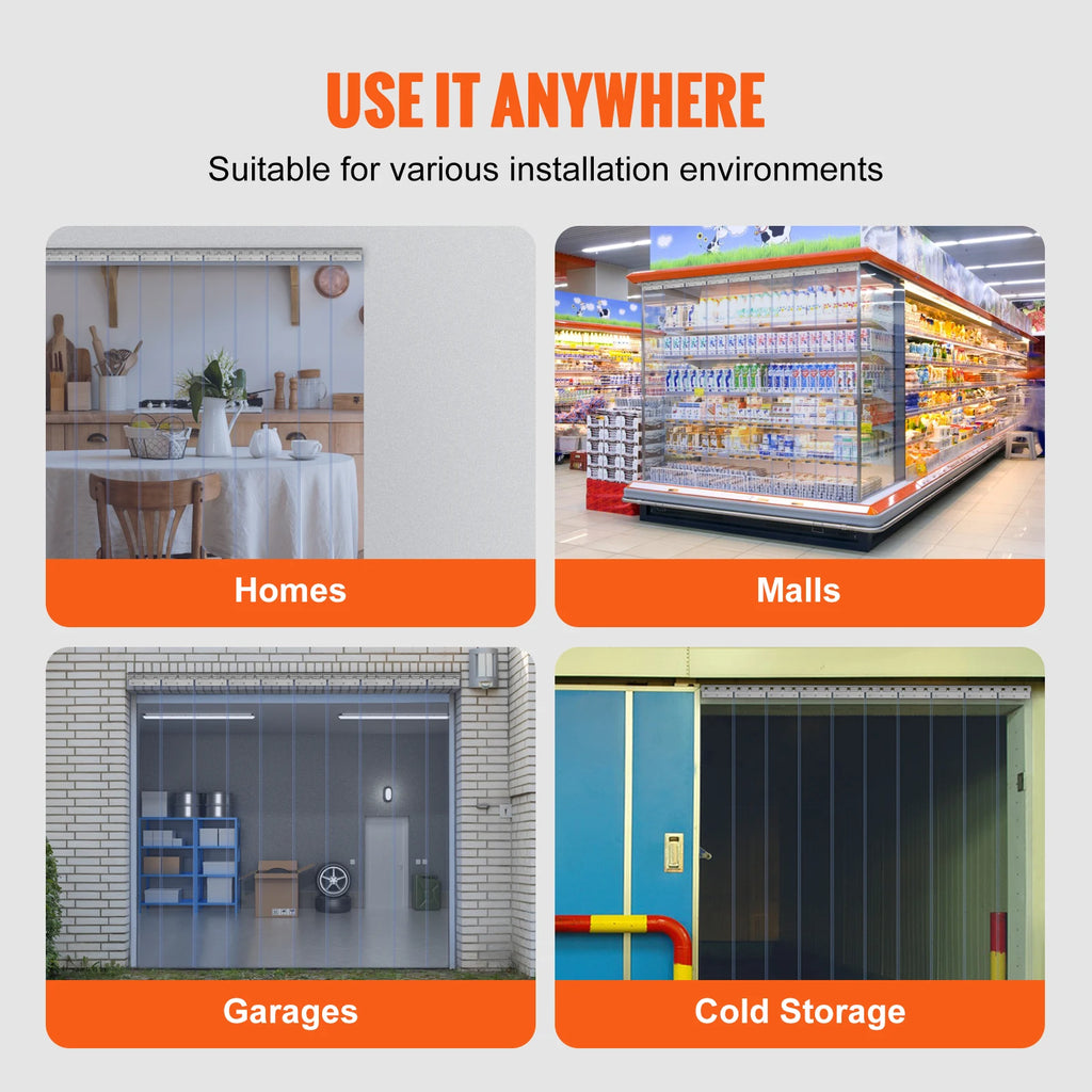 SucceBuy Windproof Door Curtain 84" x 60" PVC Transparent Air-Conditioning Curtain Strip Screen Indoor Outdoor Heat Insulation