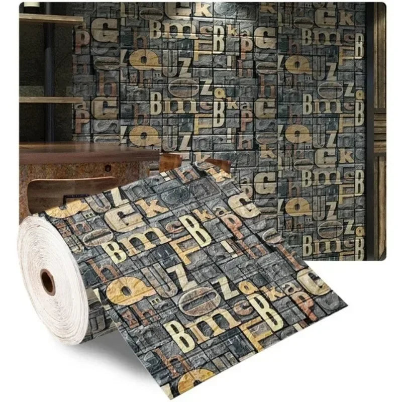 70cm*1/2/5/10m Brick DIY Wallpaper Foam Panels 3D Wall Stickers Self-adhesive Home Decor Living Room Kitchen Decor