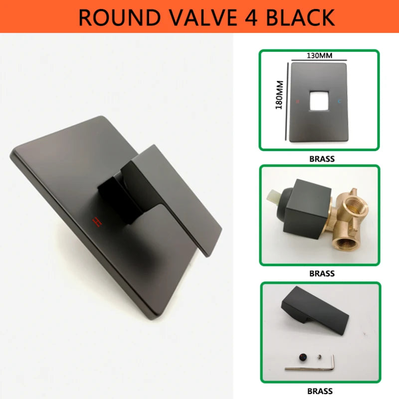 Solid Brass Valve Mixer Faucet Chrome/Matt Black/Brushed Gold/Grey In Wall Concealed Body Shower Basin Faucet Connector