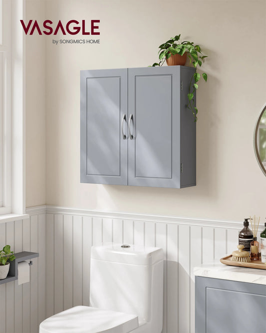 VASAGLE Bathroom Wall Cabinet with Adjustable Shelves 18 x 60 x 60 cm