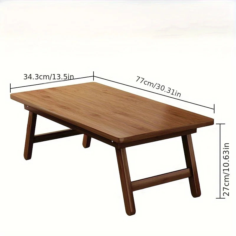 Versatile Foldable Coffee Table - Brown, Bamboo Top, Contemporary Style for Bay Window, Balcony, or Study Area