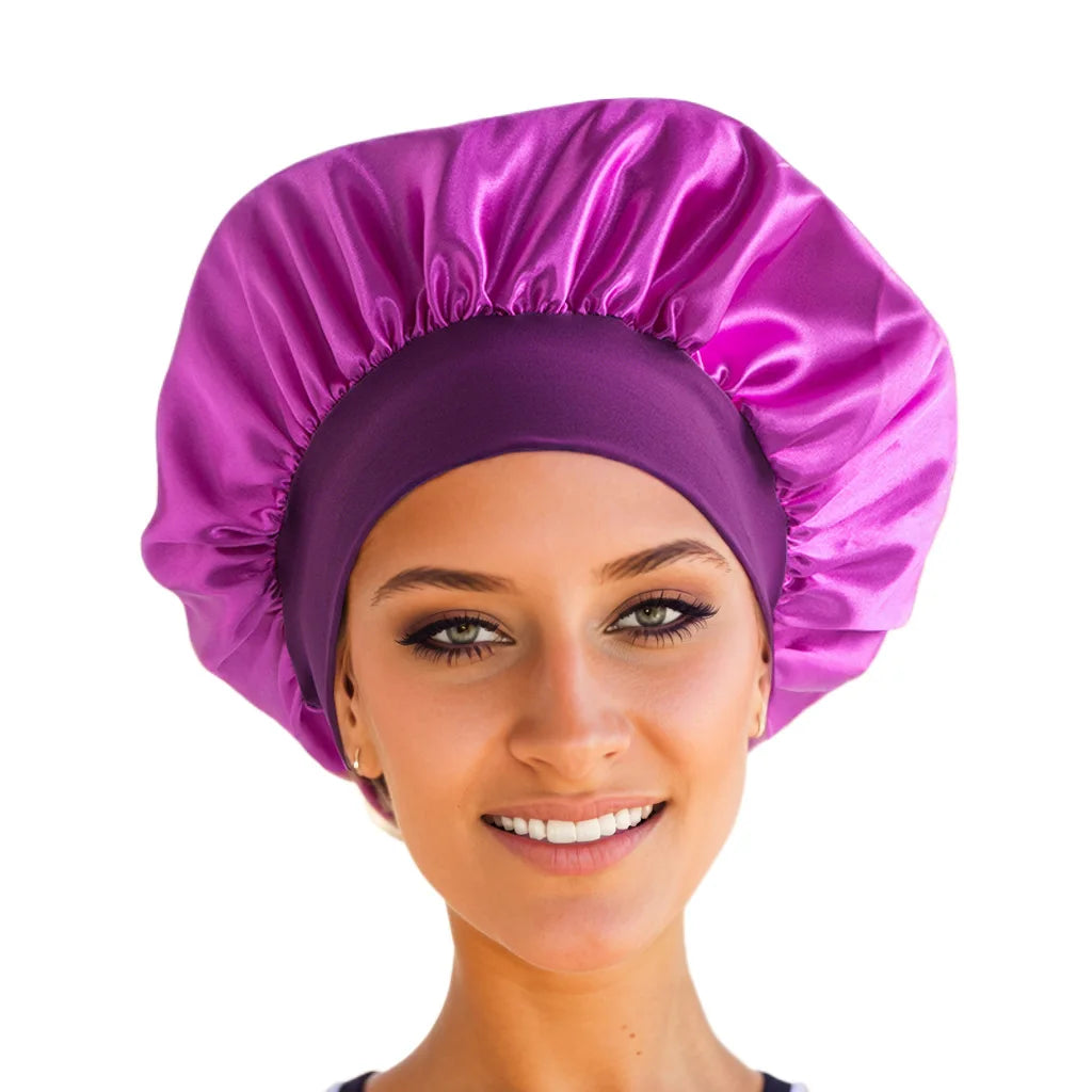Women Satin Solid Sleeping Hat Night Sleep Cap Hair Care Bonnet Nightcap For Women Men Unisex Cap Bonnet De Nuit Shower Turban