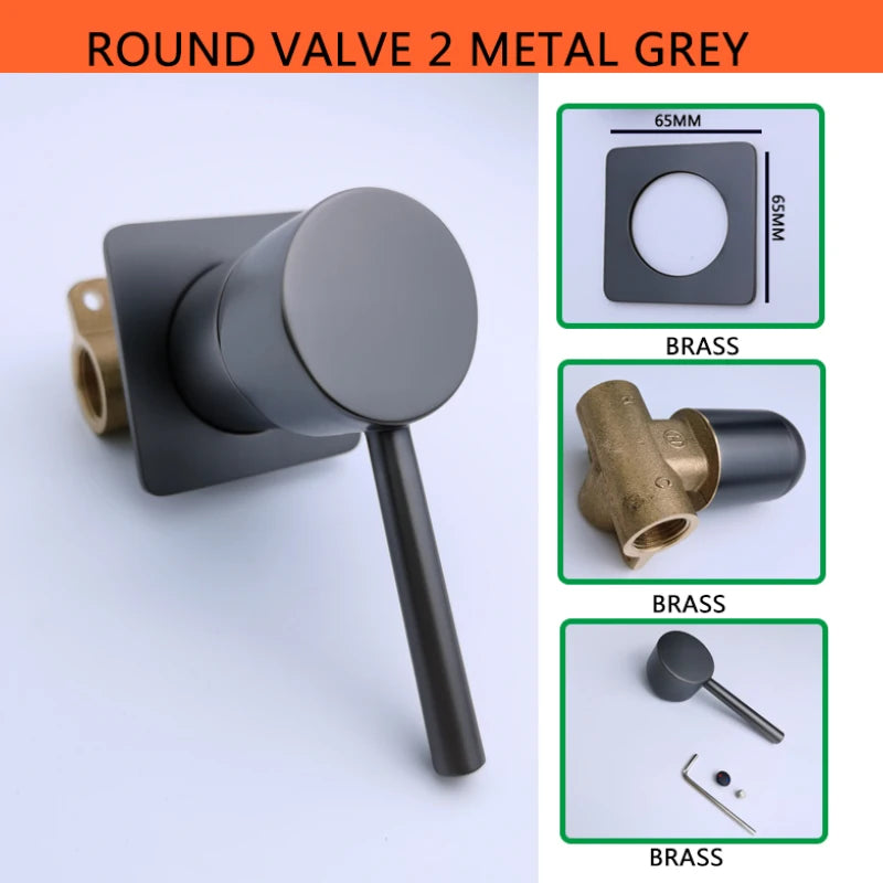 Solid Brass Valve Mixer Faucet Chrome/Matt Black/Brushed Gold/Grey In Wall Concealed Body Shower Basin Faucet Connector