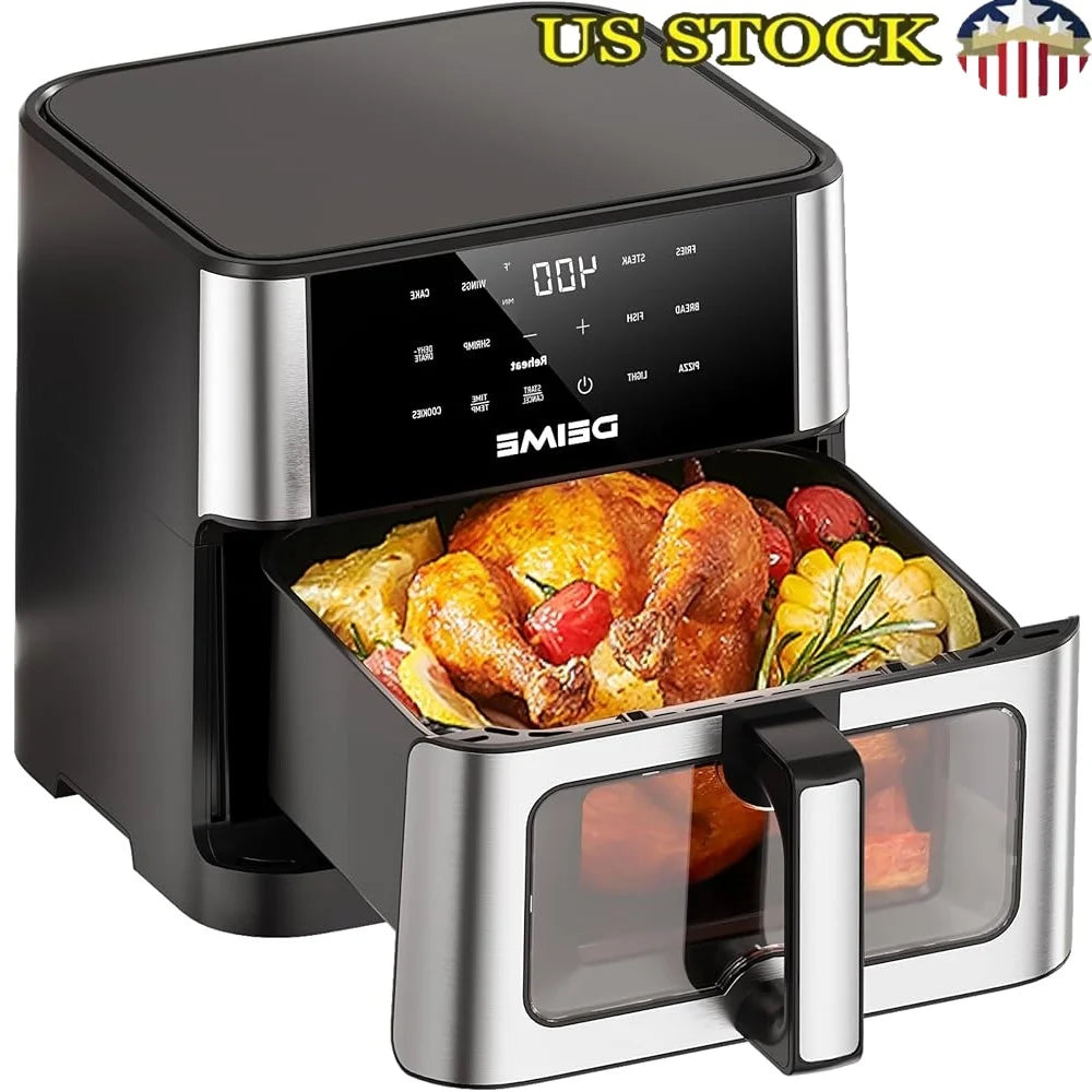10.2QT Large Air Fryer 1700W Touch Screen with 10 Cooking Presets Multifunctional Healthy Kitchen Cooker