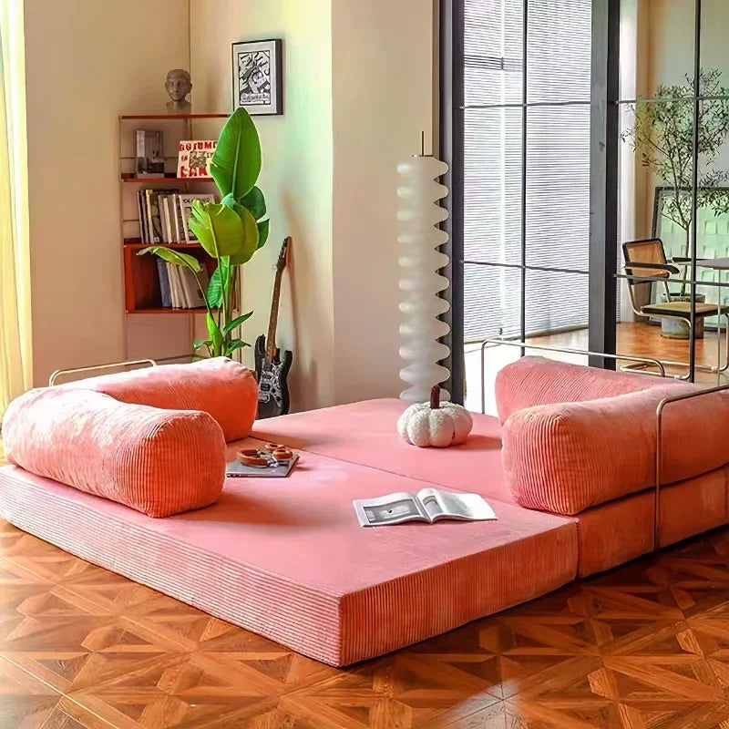 Corduroy Compression Sofa Bed Vacuum Customizable Simple Retro Vacuum Compressed Sofa Living Room Foldable Washable
