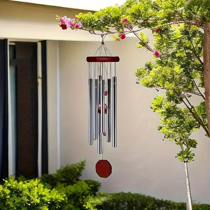 1pcs Hanging 6 Metal Tubes Solid Wood Wind Chime for Outdoor Garden Terrace Decoration Wind Chime Craft
