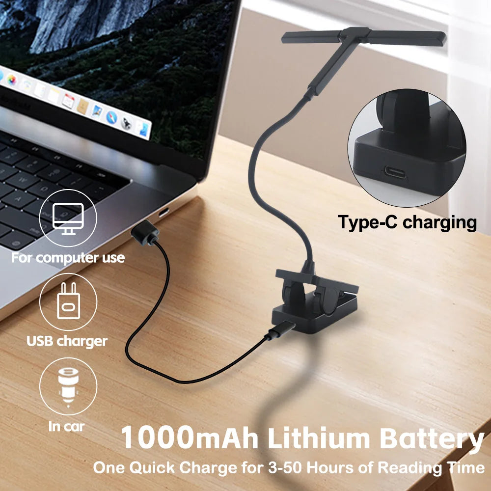 Eye-care 51 LED Clip Reading Book Lamp 4 Colors Modes Adjustable Brightness Flexible Rotating Desk Lights Bedroom Night Light