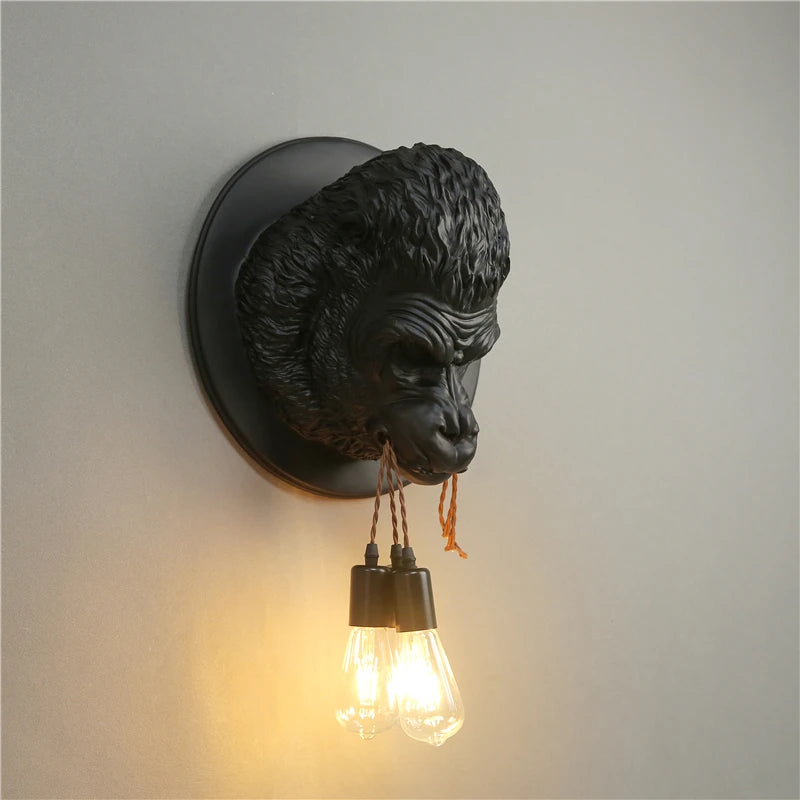 Modern Gorilla Resin Wall Lamps Art Deco Led Wall Sconce Kitchen Light Home Loft Industrial Vintage Luminaire Bulldog Wall light