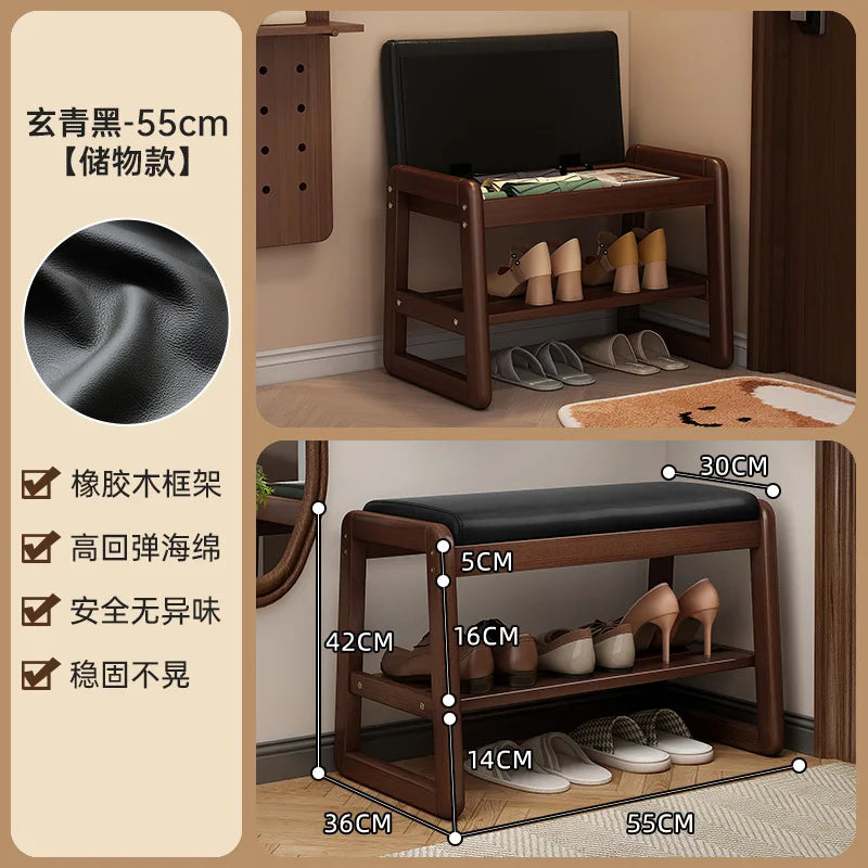 Modern Solid Wood Shoe Bench Entryway Multilayers Storage Stool Luxury Design for Hallway Bedroom Wide and Comfortable