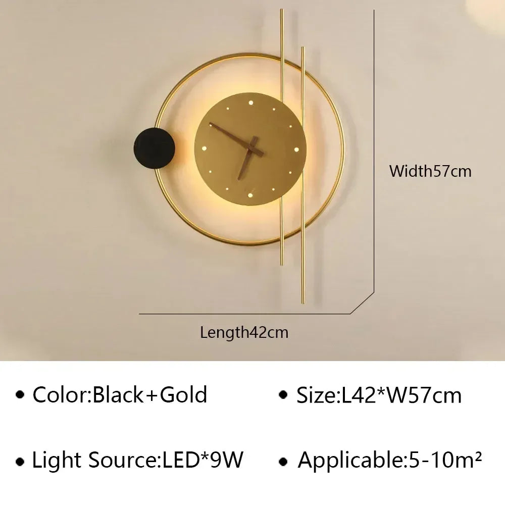 Modern LED Clock Wall Lamp for Bedroom Living Dining Room Aisle Porch Home Decoration Wall Sconce Indoor Lighting Fixture Luster