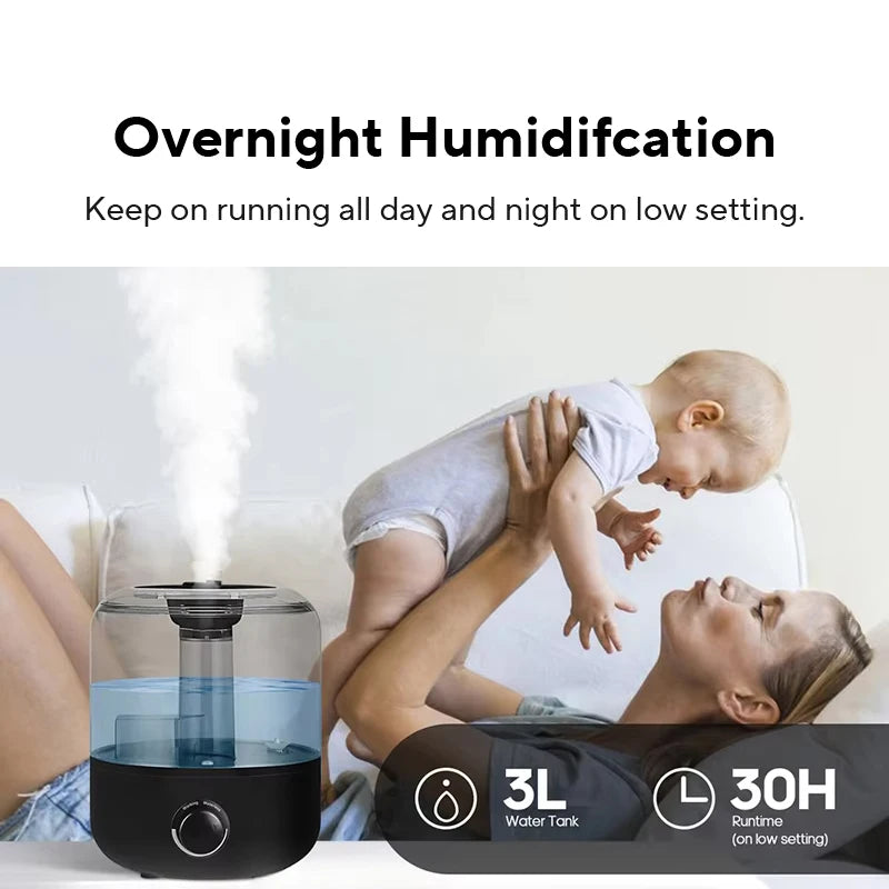 KINSCOTER 3L Air Humidifier Professional Large Capacity Home Humidifier Plant Mist Aroma Diffuser with Remote Control Timer