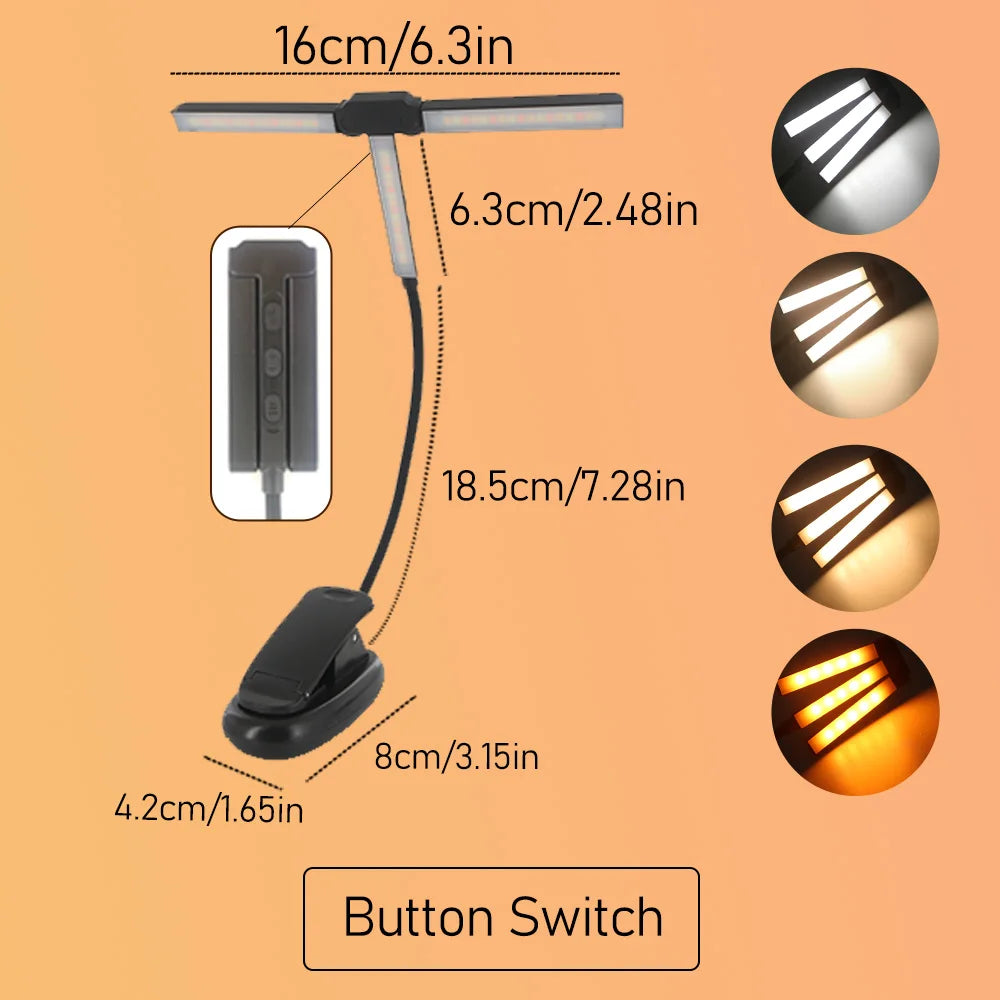 Eye-care 51 LED Clip Reading Book Lamp 4 Colors Modes Adjustable Brightness Flexible Rotating Desk Lights Bedroom Night Light