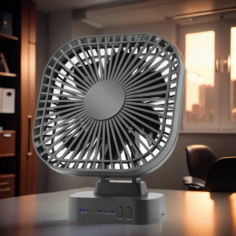 Rechargeable Mini USB Fan, 7 Blades Strong Wind, 3 Speeds & Timer, Portable Quiet Personal Fan for Office Desk, Camping, Outdoor