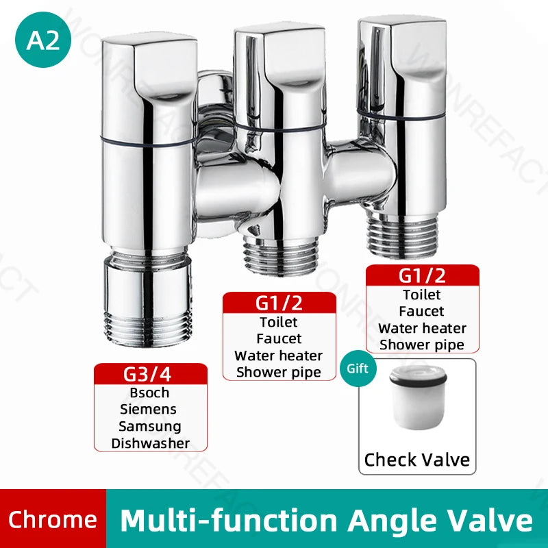 G1/2  Multi Function Washing Machine Faucet Brass Water Stop Quick Opening Angle Valve Wall Mounted  Bathroom Tool Accessories