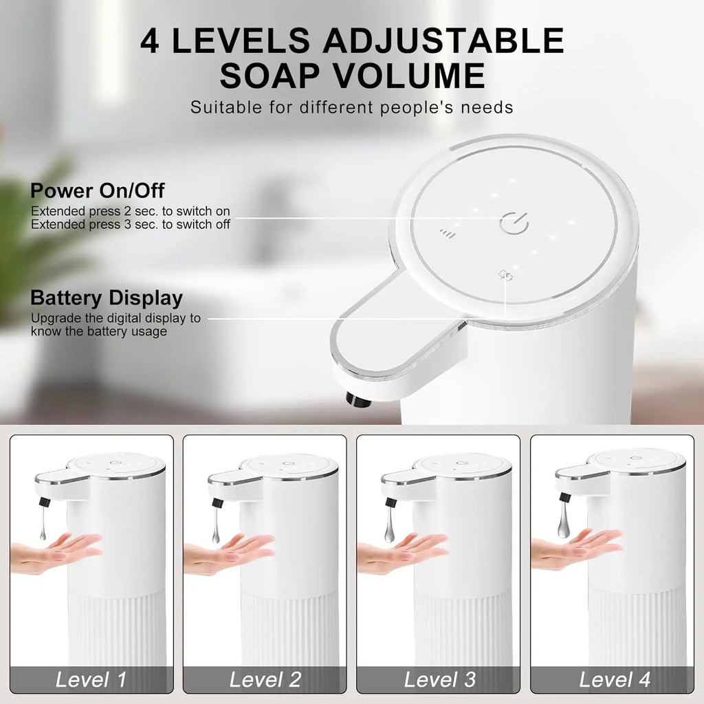 360ML Wall-Mounted IPX5 Waterproof 4-Levels Adjustable Rechargeable Electric Intelligent Automatic Sense Kitchen Soap Dispenser