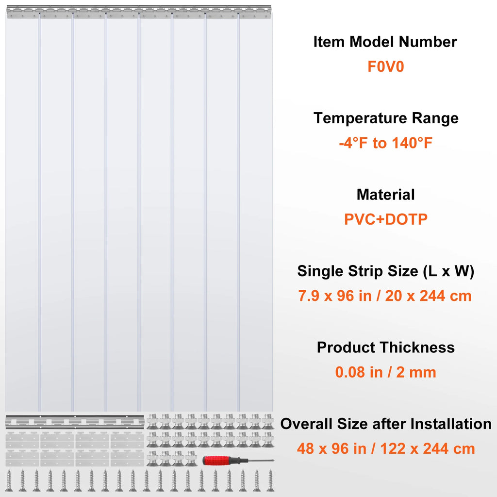 SucceBuy Clear Vision PVC Strip Door Curtain Windproof Sliding Window Installation Screens for Walk in Coolers Warehouse
