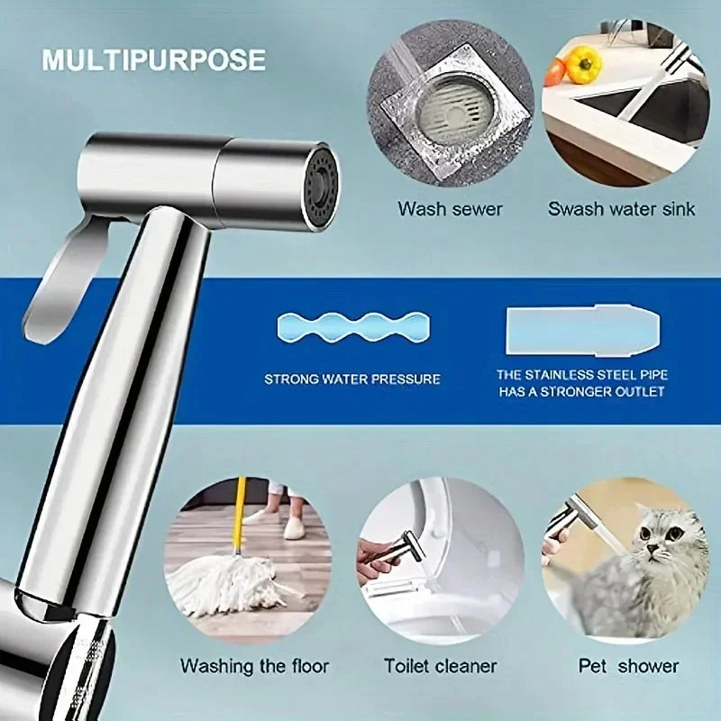 Handheld Toilet Bidet Faucet Sprayer Toilet Self Cleaning Shower Stainless Steel Bathroom Hand Bidet Spraye Set Head No Punch