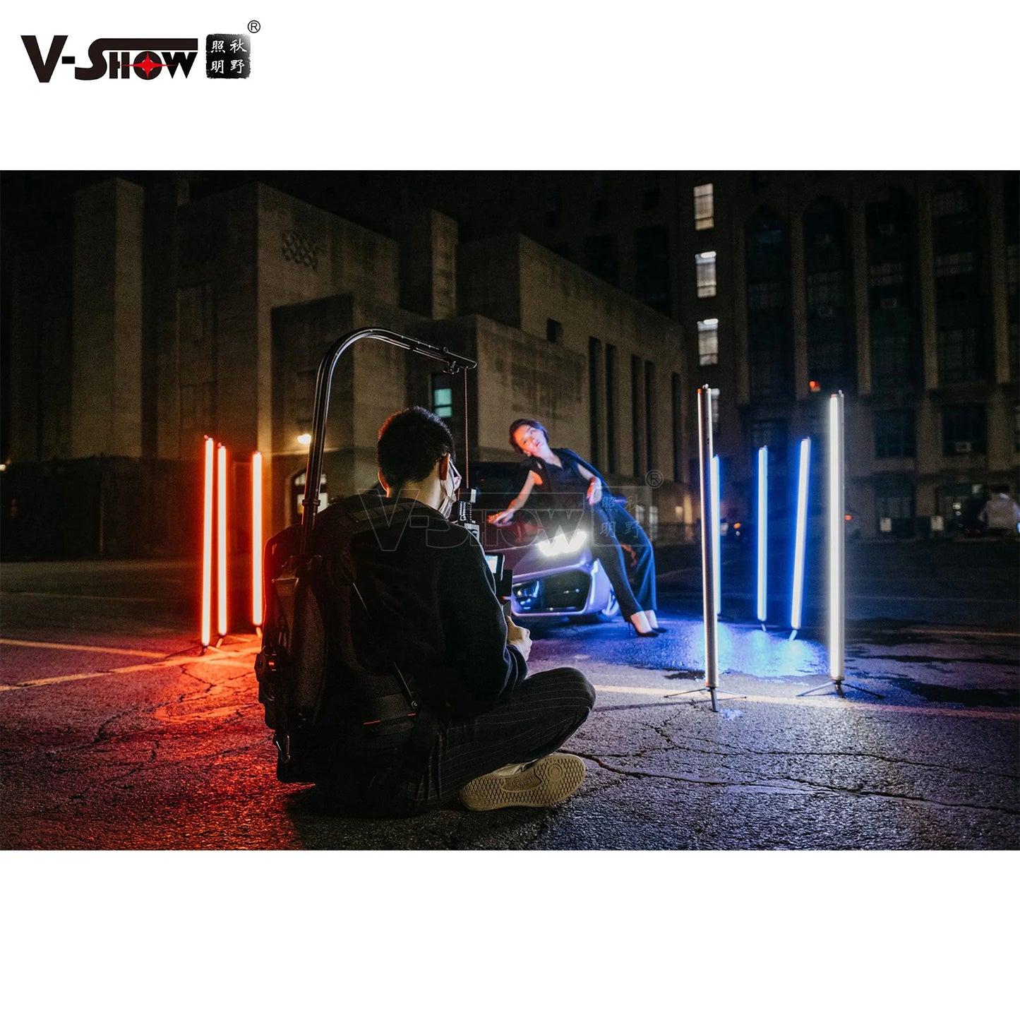 V-Show IP65 T360 8pcs With Case Outdoor 360° Wireless Stage Light Battery Powered RGB Rainbow Pixel Bar Led Tube Dmx Remote Wifi