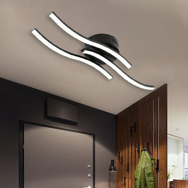 Modern LED Ceiling Light Wave White Light For Living Room Dining Room Hallway Corridor Bedroom Study Room Entryway Indoor Light