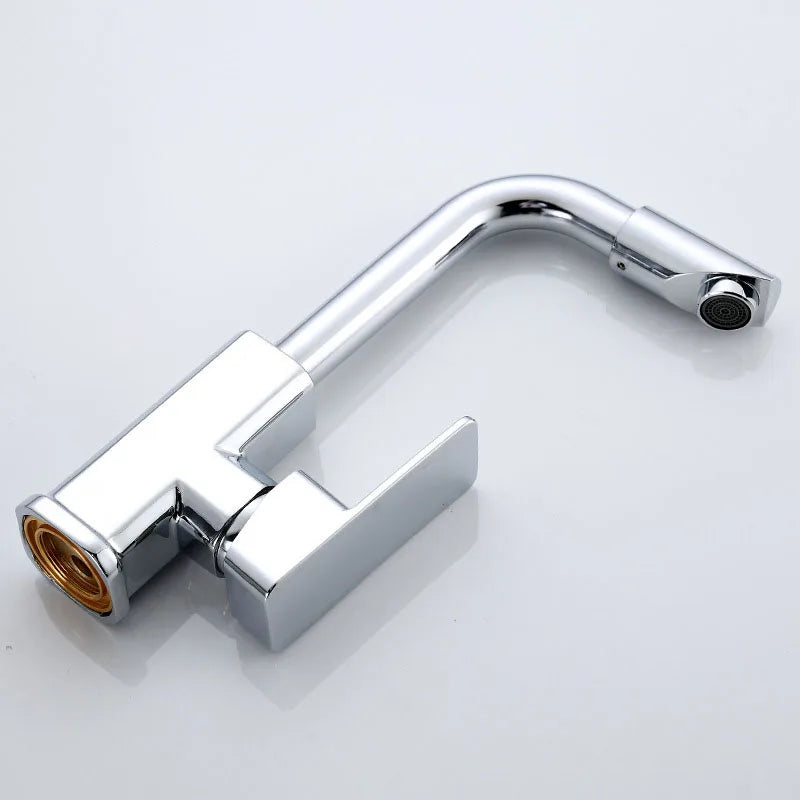 360° Rotating Basin Faucet, Copper Alloy Cold/Hot Water Tap with Aerator, Ceramic Cartridge, Silver