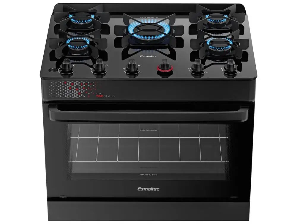 Esmaltec 5-Ball Stove Black Esmaltec Glass Table Ideal Top Glass - Bivolt