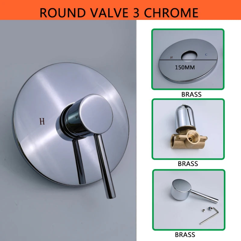 Solid Brass Valve Mixer Faucet Chrome/Matt Black/Brushed Gold/Grey In Wall Concealed Body Shower Basin Faucet Connector