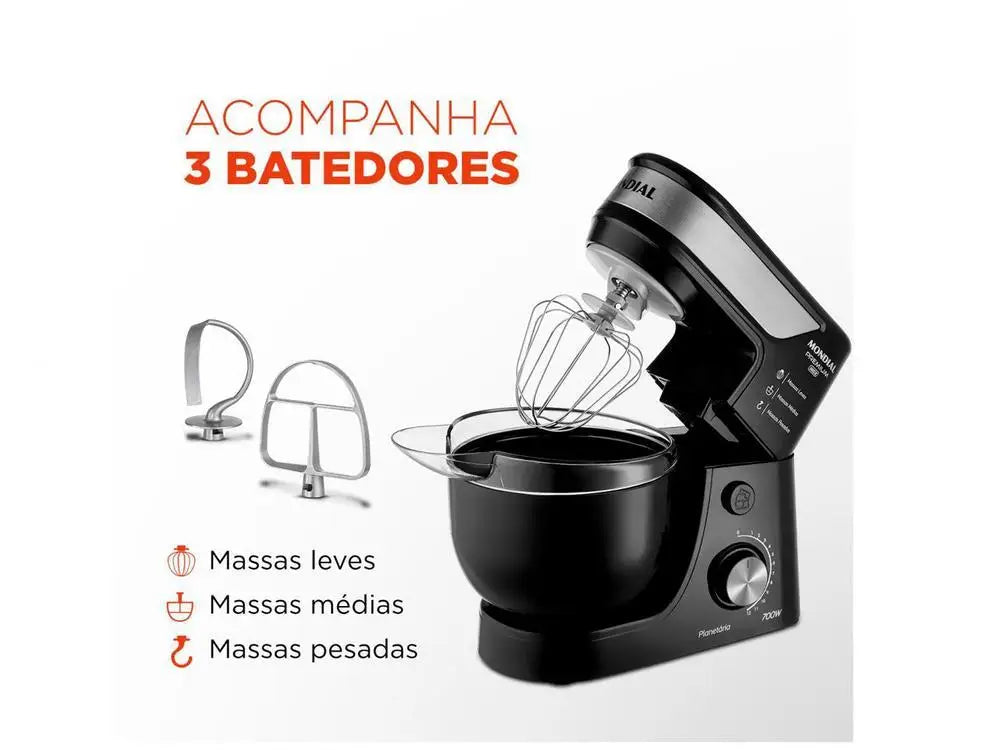 Black and Inox Mondial Planetary Mixer 700W - 110V