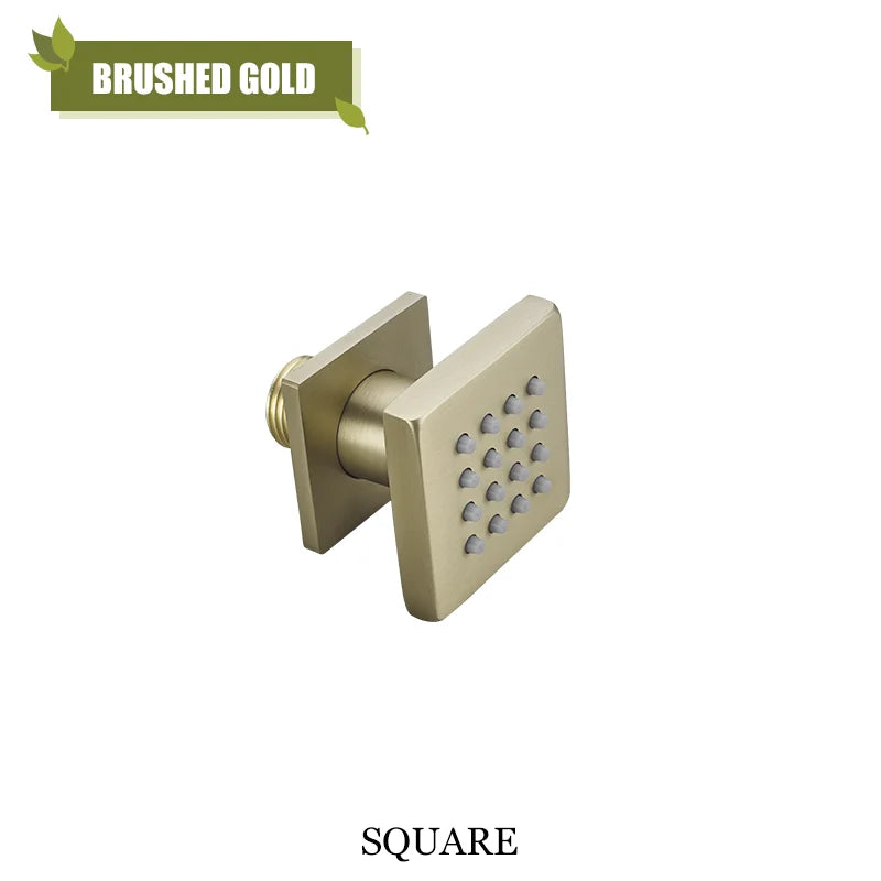 Chrome Black Body Sprays Round Square Shower Spa Massage Body Jet Grey Brushed Gold Concealed Shower Spray Head Faucet Accessory