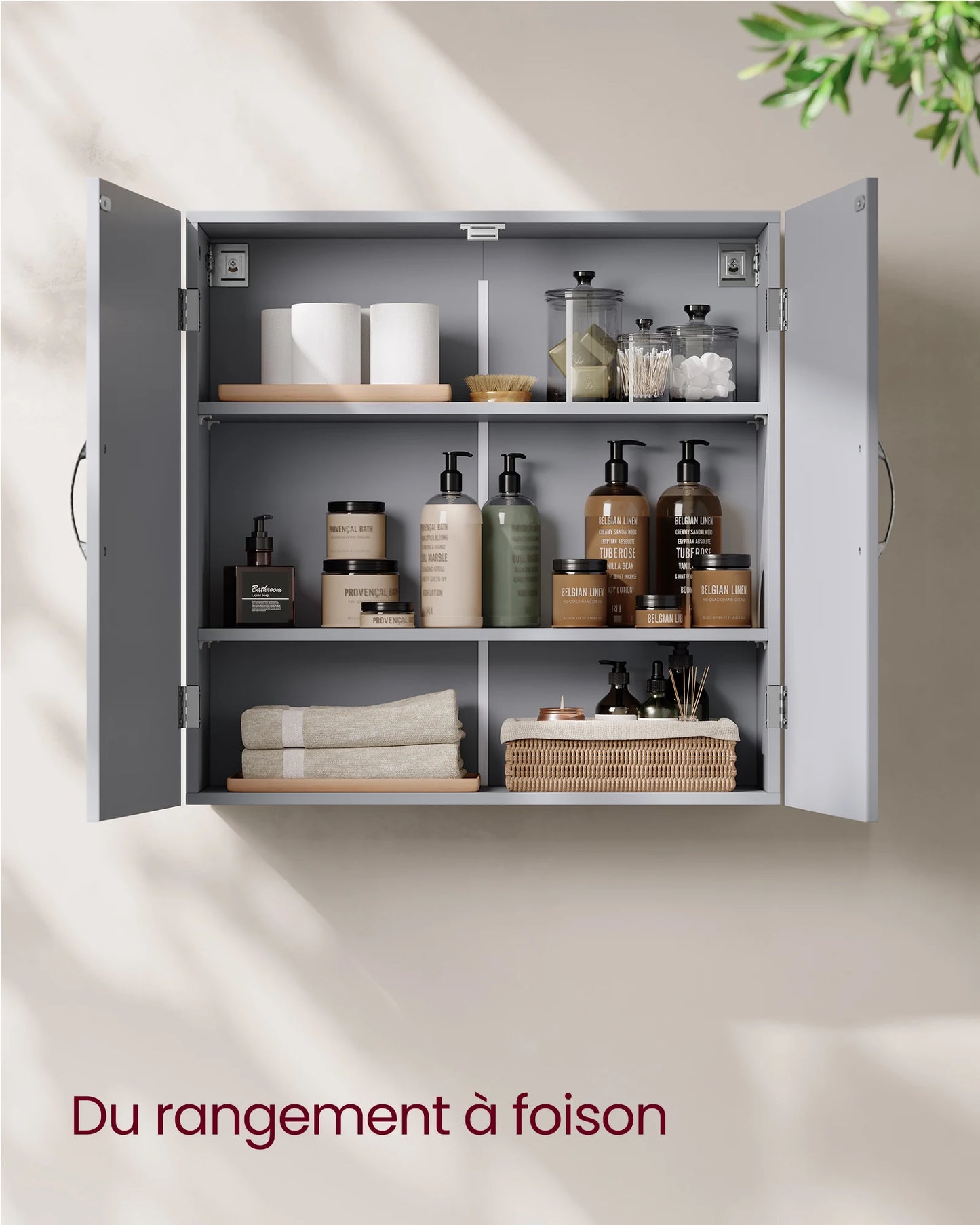 VASAGLE Bathroom Wall Cabinet with Adjustable Shelves 18 x 60 x 60 cm