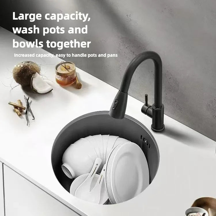 Black Round Bar Sink Nano Stainless Steel Single Basin Small Kitchen Dishwashing and Vegetable Washing Sink kitchen sink cocina