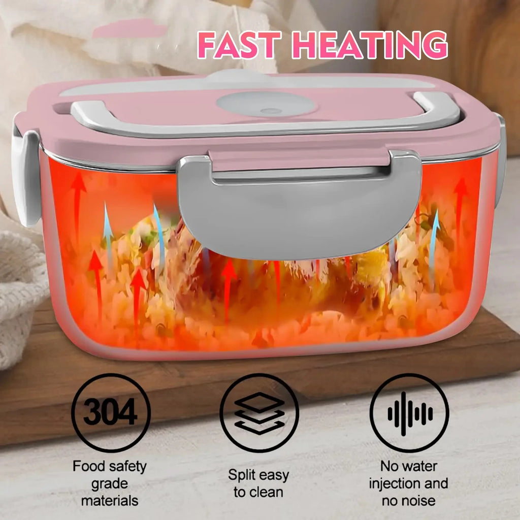 Electric Lunch Box: 12V/24V/110V Portable Food Warmer with 1.5L Leakproof Stainless Container & Insulated Bag for Car/Home