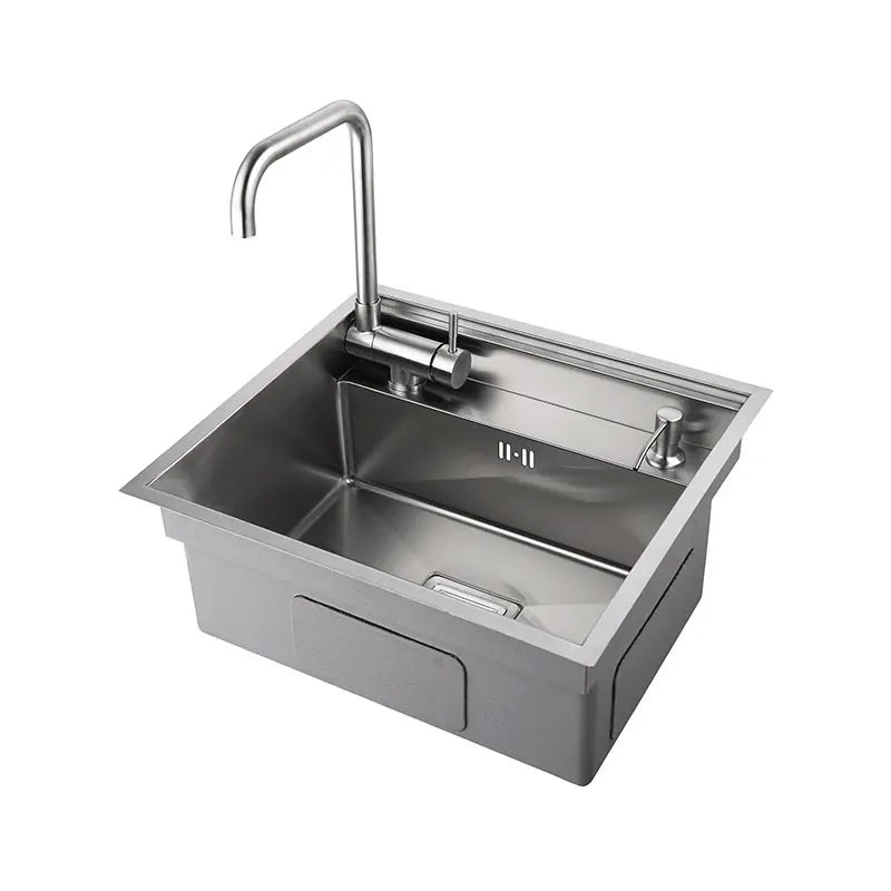 Hidden Kitchen sink Stainless Steel Bar Single bowl small sink With lid Open kitchen sinks Mini balcony Matt Black sink