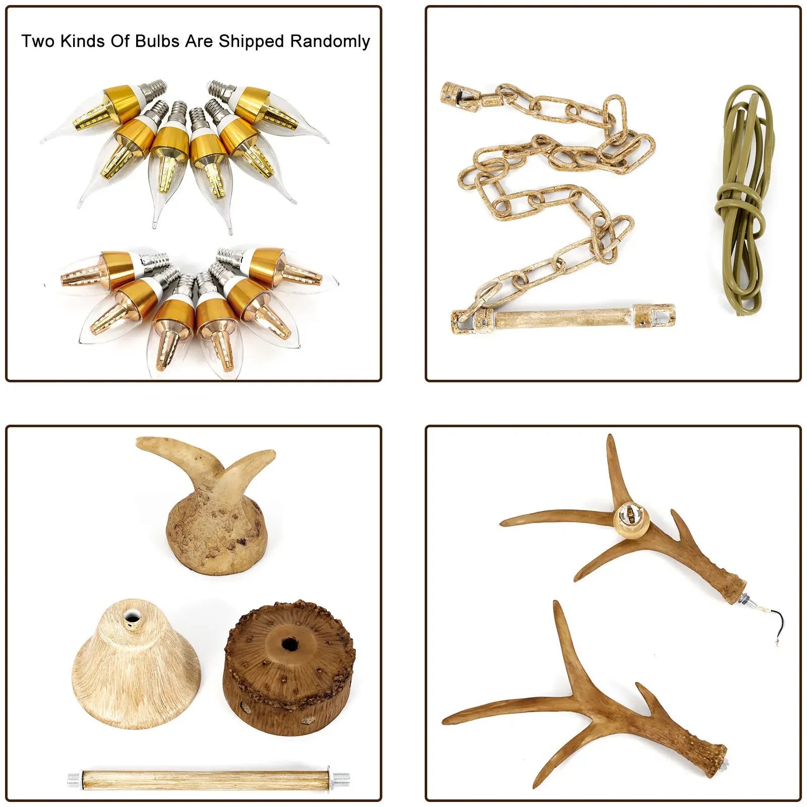 Retro Brown Antler Chandelier 6 Heads Deer Horn Ceiling Light Pendant Lamp 220V