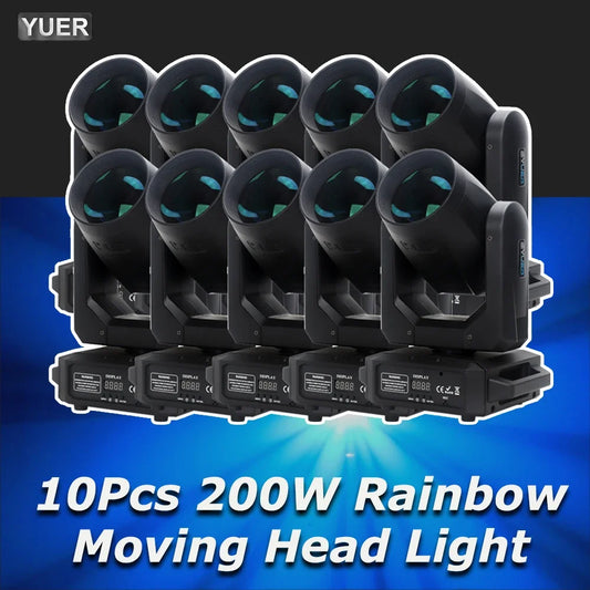 10Pcs/lot NEW 200W LED Moving Head Light Beam+Spot+18 Rotating Prisms+Rainbow Effect Dj Dmx Stage Light Effect Light Disco Bar