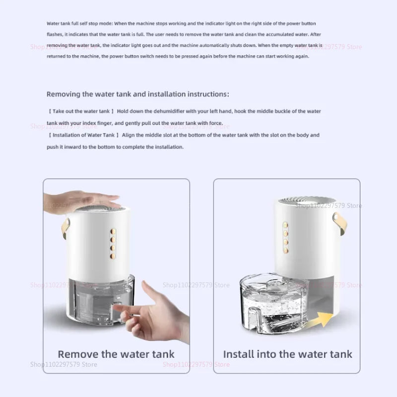 Portable Smart Air Purifier Dehumidifier For Home Office Negative Ions to Eliminate Damp Mold And Moisture Absorption Dryer